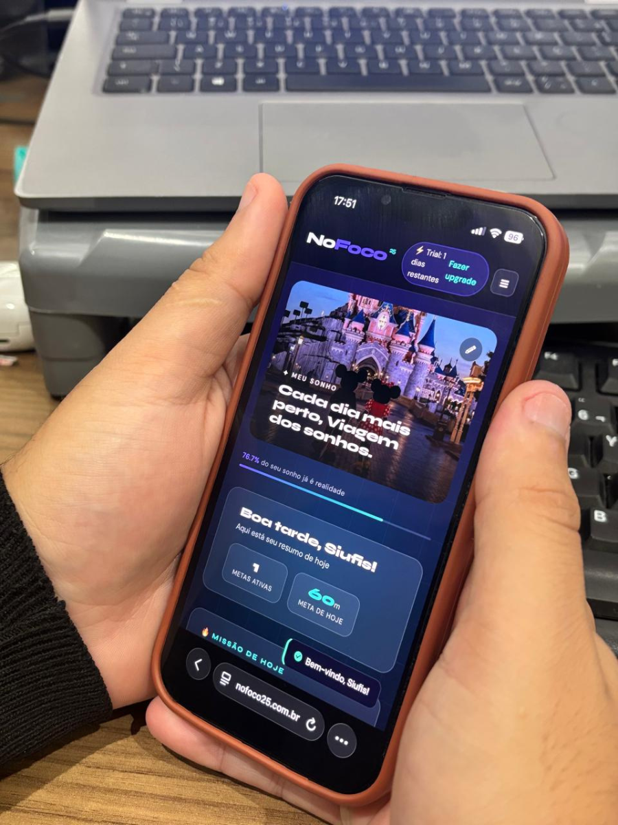 NoFoco25 instalado como aplicativo no celular